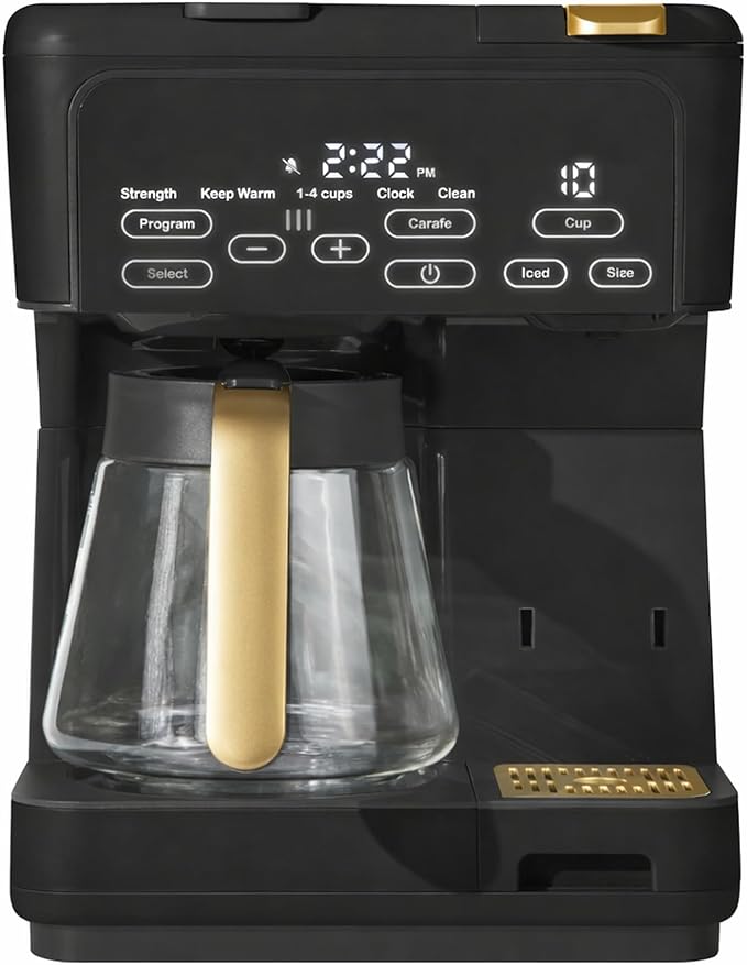 Multi Brew Coffee Maker with Single Serve and Carafe Brewing Options for Countertop Home Use (Black Sesame)