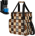 cfpolar Coffee Brown Grid Coffee Maker Carrying Bag Coffees Machine Travel Storage Bag Compatible with K-Mini or K-Mini Plus Portable Single Serve Coffees Brewer Case with Pockets for K-Cup Pods