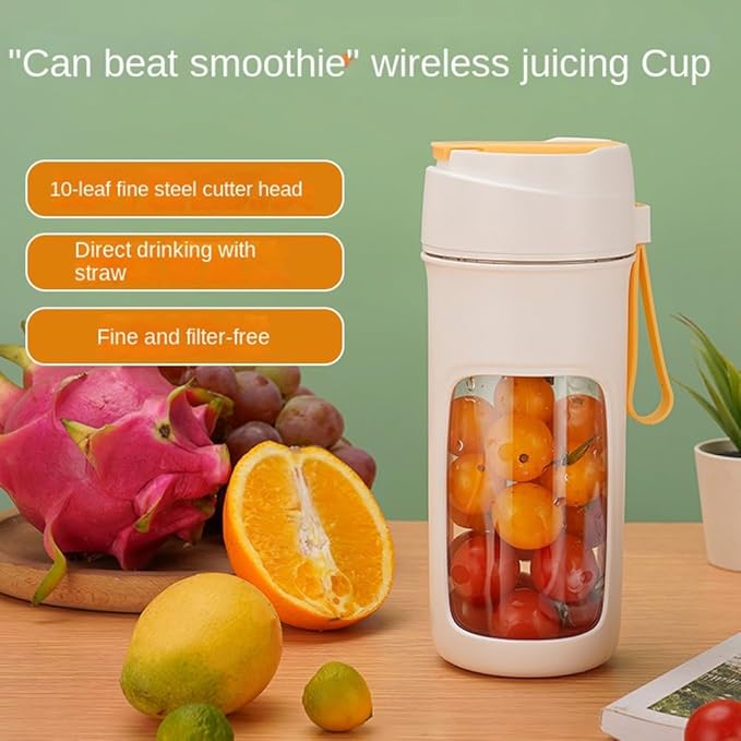 500ML Portable Blender Electric Juicers Fruit Mixers USB Rechargeable Smoothie Mini Blender Personal Juicer 10 Cutter Easy Install Easy to Use