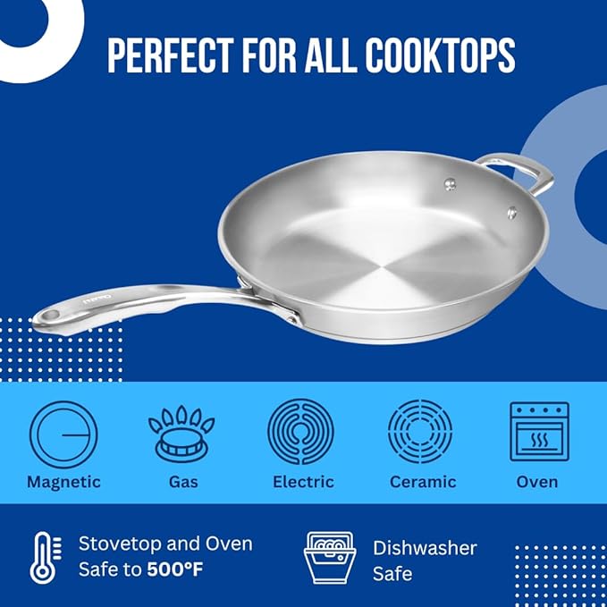 Chantal Induction 21 Steel 8 Piece Cookware Set with Ceramic Coated Fry Pans 8 pc Set