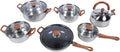 6pcs Stainless Steel Cookware Set Multifunctional Kitchen Cooking Set Classic Pots Pans Set Kettle with Handle Cover for Home Use