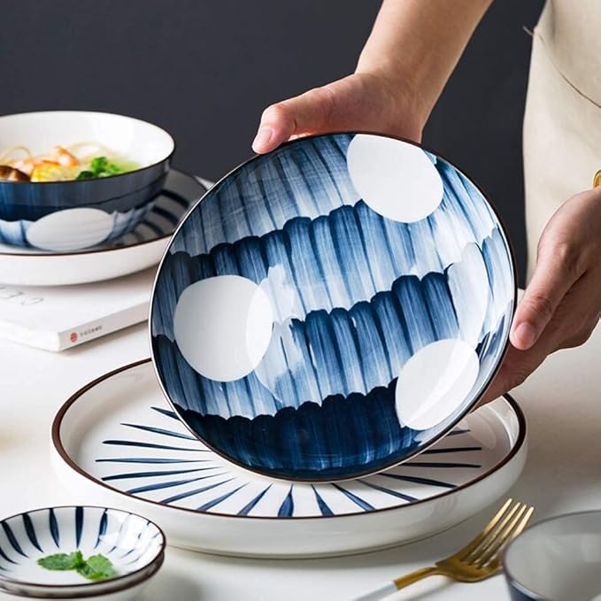 48-Piece Porcelain Dinnerware Sets Service for 8 Combi-Set Tableware Set of Bowls/Dessert Plates/Soup Plates Home Family Party