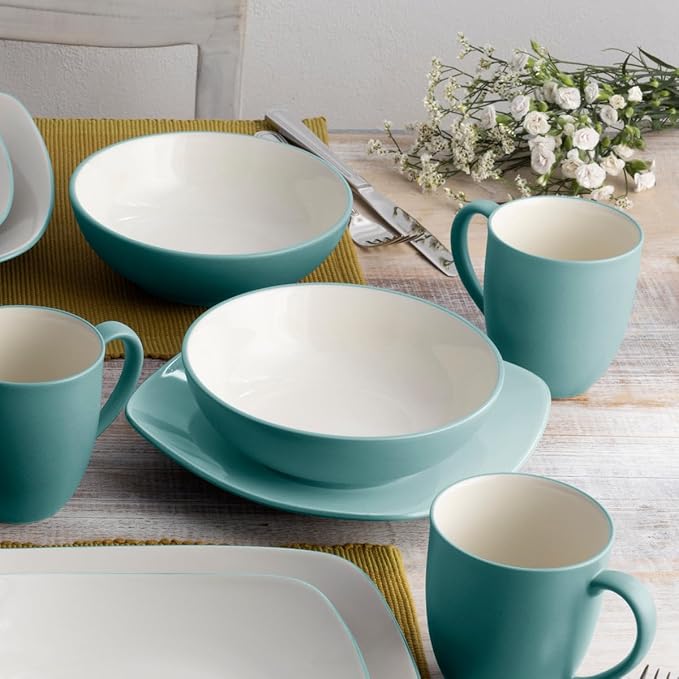 Noritake Colorwave Turquoise 16-Piece Square Dinnerware Set Service For 4