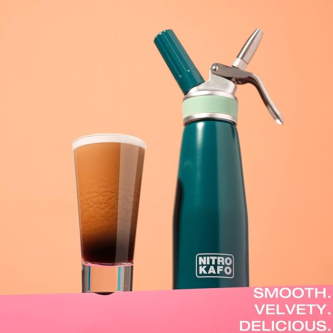 ICO 20pcs Nitrogen Cartridges N2 2g Non-Threaded Chargers and NITRO KAFO Nitro Coffee Maker &amp Cold Brew Maker 1 Pint/0.5L