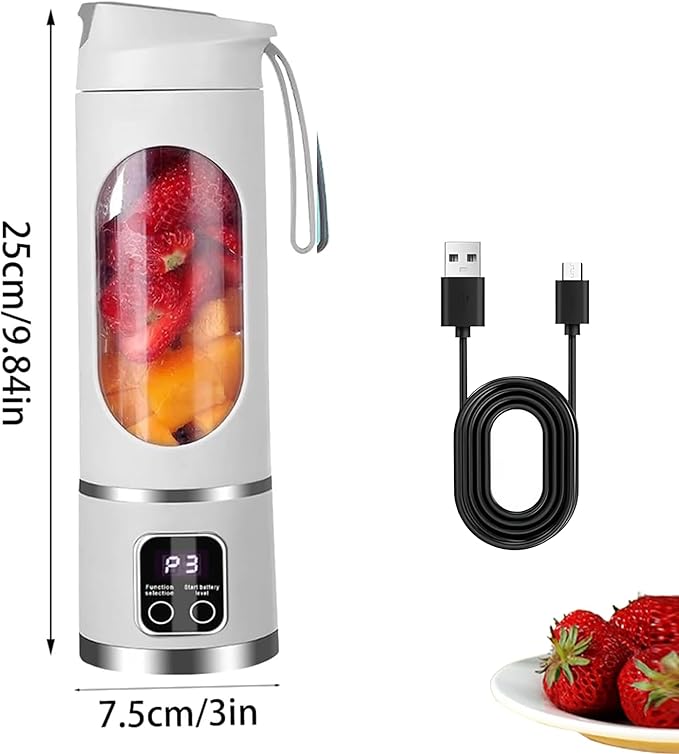 Digital Multimode Juicer Blender - Smart LED Display Multimode Personal Portable Juicer 3-Speed Variable Speed USB Rechargeable 12-Blade Ice Crusher for Smoothies Liquid (Green)