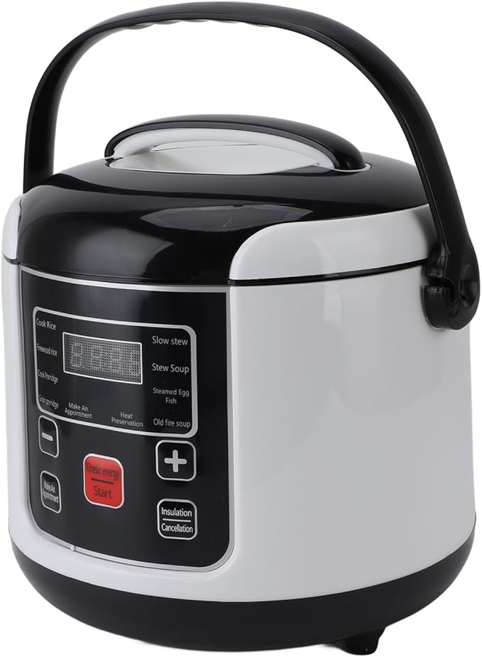 2L Car Rice Cooker Portable Non Stick Multifunctional Mini Rice Cooker with Steam Basket Food Grade Material 24 Hour Reservation excellent for Travel