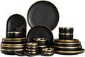 Black Porcelain Dinnerware Set Kitchen Dishes Ceramics Tableware Food Tray Rice Salad Noodles Bowl Cutlery Set (7.5 Inch Plate 1pcs)