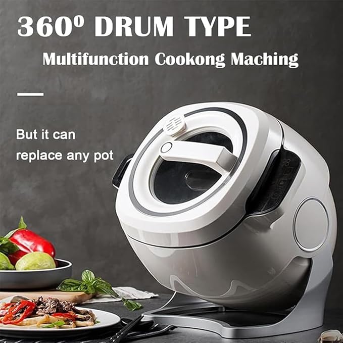 TsoLay Automatic Cooking Machine 1000W 6L Auto Cooking Wok Fried Rice Machine 360° Rotating and 3D All-Round Heating Adjustable 3-Gear Firepower 1 Click Smart Start for Stir Frying Stewing
