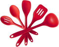 Silicone Heat Resistant Non Stick Kitchen Spatula Spoon Cooking Baking Tools Kitchen Utensils Gadgets Tool Set(Red 5pcs)