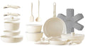 RedChef Ceramic Pots and Pans Set Nonstick Kitchen Cookware with Detachable Handle 22pcs PFAS PFOA &amp PTFE Free RV Ceramic Cookware for Camping Dishwasher &amp Oven Safe
