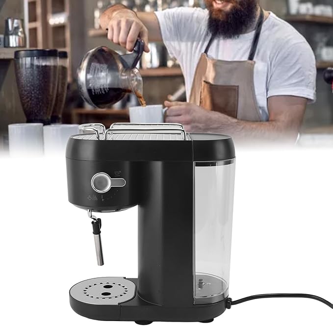 Italian Coffee Machine Semi-Automatic 1000ml Household Small Fully Semi-Automatic Household Small Coffee Machine American One Milk Foam Machine(Us Version 110v)