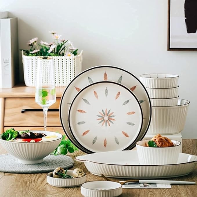 Dinnerware Set Luxury Family Dinner Service Set 38 Pcs Dinnerware Sets Chinese Style Porcelain Tableware Set with Plates and Bowls White Ceramic Dinner Set for Home KiOne Color38Pcs