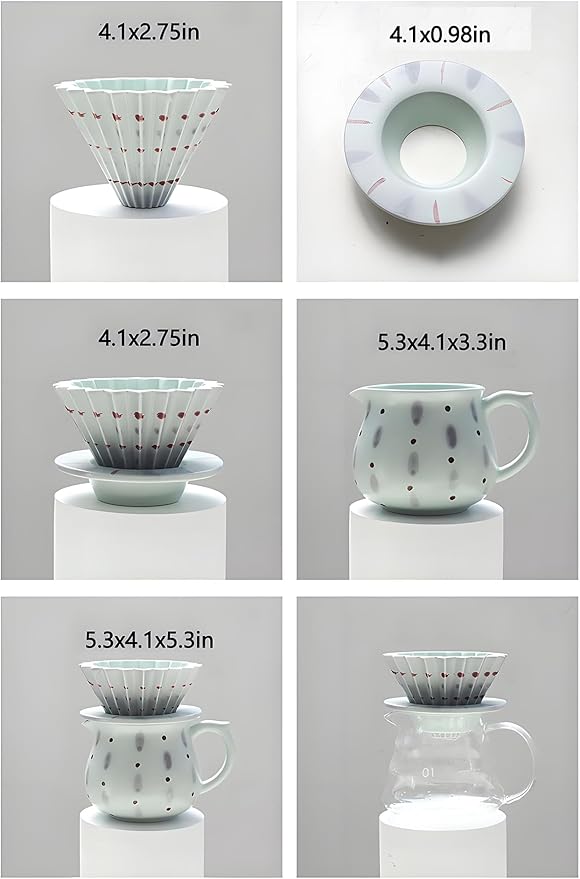 Ceramic Small Pour Over Coffee Maker13.5oz/400ml Single Cup Simply Good Coffee BrewerV60 Drip Coffee Maker Set for Home Café Restaurant Camping