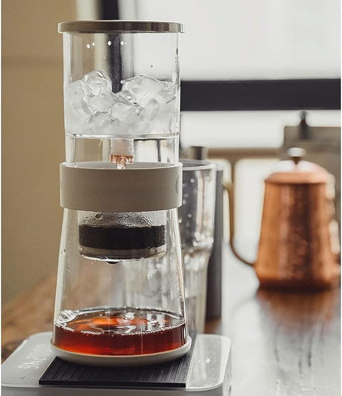 Habiba Iced Drip Coffee Maker Portable Cold Brew Coffee Maker 500 Mesh Filter Siphon Coffee Maker Home Office Coffee Maker with Adjustable Free Dripper Reusable