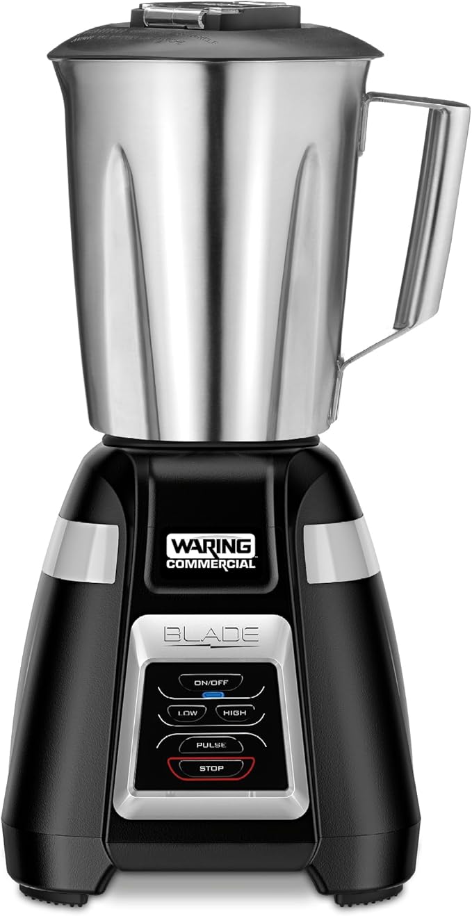 Waring Commercial BB320S Blade 1 HP Blender Touchpad Controls with 48 oz Stainless Steel Container 120V 5-15 Phase Plug Black