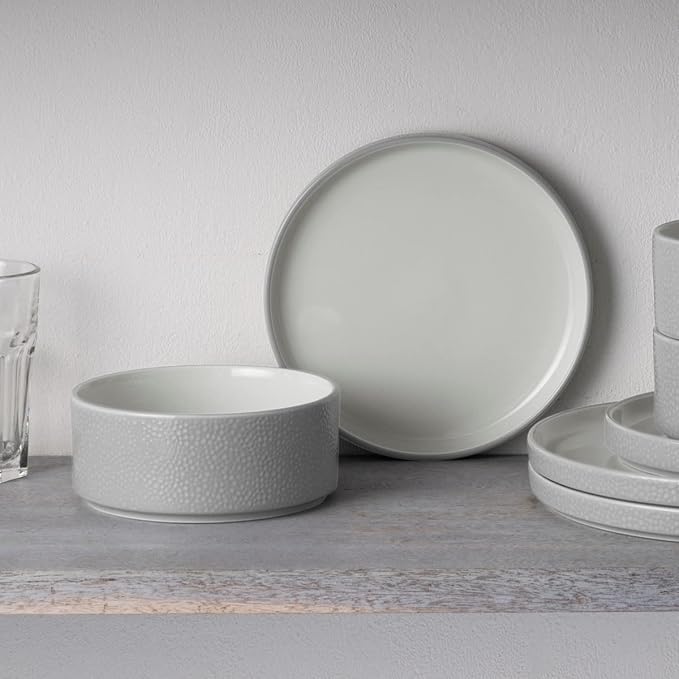 Noritake ColorTex Stone Grey 12-Piece Dinnerware Set Service for 4