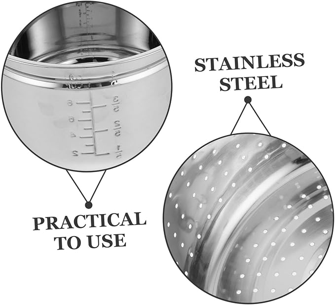 1set Stainless Steel Electric Cooker Inner Pot with Rice Draining Basket Efficient Water Drainage for Fluffy Rice Soup Separation Design Easy to Clean Cookware for Electric Hot Pot