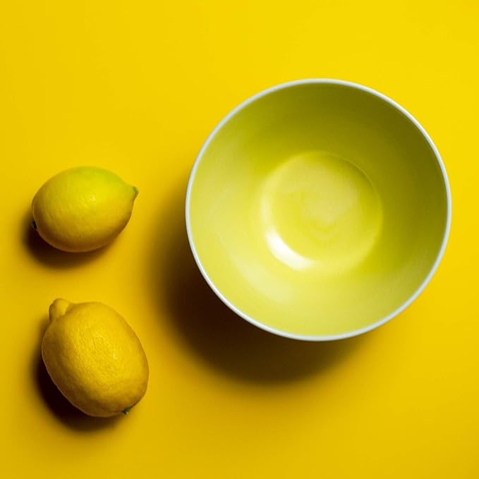 Aito Seisakusho 567-511 Ceramic Mino Ware Ciel Bowl &amp Spoon Pair Living Alone Set of 2 Yellow Dishwasher Microwave Safe Made in Japan