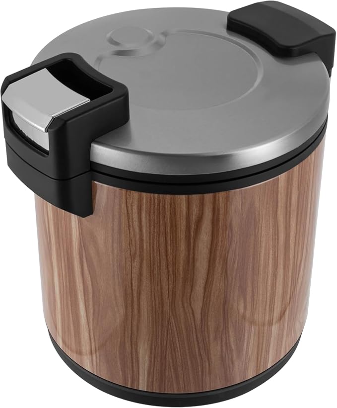 6-Gal Electric Rice Warmer Food Warmer with Rice Spoon - Stainless Steel &amp Aluminum Alloy Construction Dual Temp Settings Wood Grain Design Rice Cooker - Easy Clean &amp One-Touch Operation
