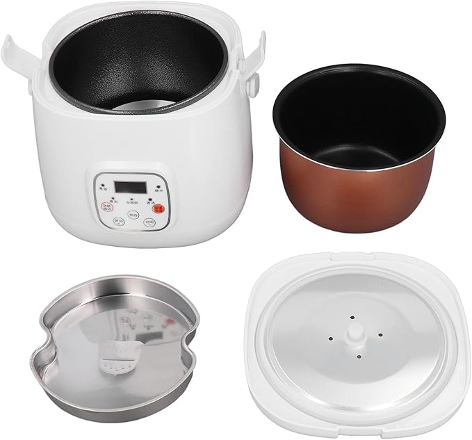 Car Rice Cooker 12V Rice Cooker 2L 12V Fast Cooking Anti Stick Insulation Reservation Function Good Sealing Car Rice Cooker Mini Rice Cooker Car with Steam Plate for Travel