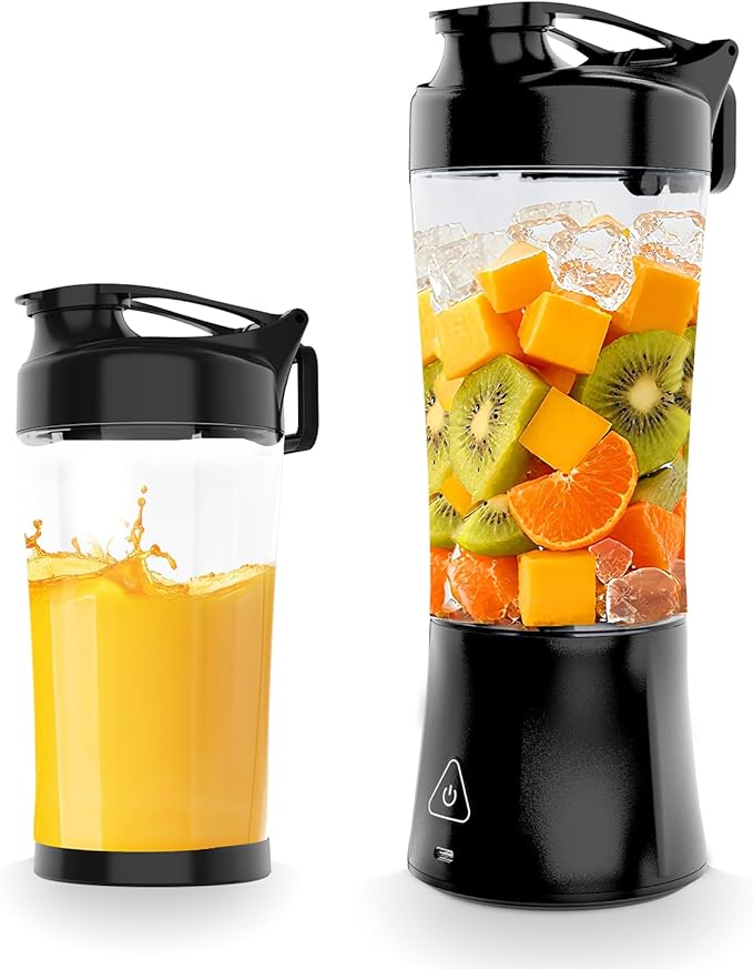 Portable Smoothie BlenderCordless Blender Bottle Electric24oz. VesselUSB-C Rechargeable portable juicer Electric Protein Shaker Bottles with Leakproof Lid Ideal for Shakes and Frozen Drinks
