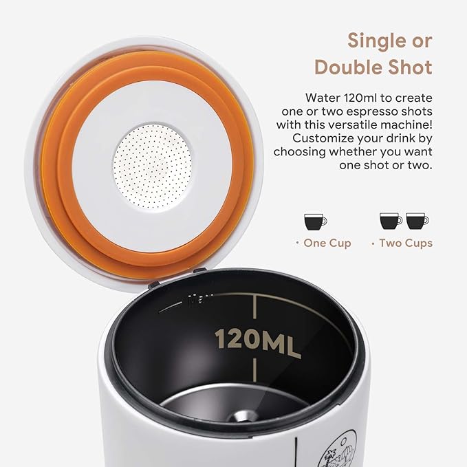 Portable Espresso Machine Mini 12V Rechargeable 3-in-1 Multi-Function Electric Coffee Machine One Key Extraction Compatible with NS &amp DG Capsules and Ground Coffee for Office Home (Black)