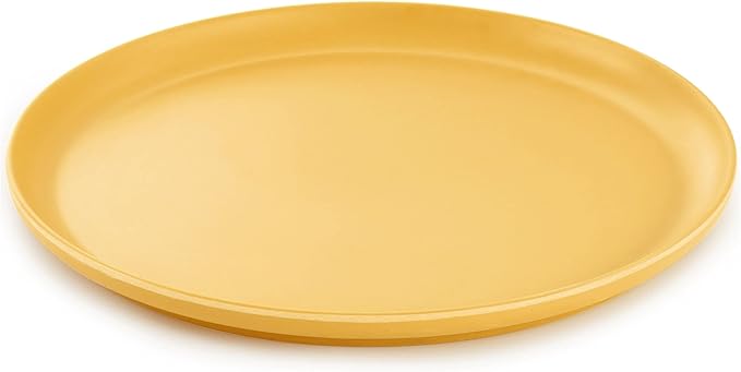 12 Piece Round Dinnerware Set in Yellow Pieces Solid Casual