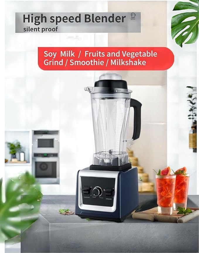High Speed Blender with 8 Leaf Blade 1200W Professional Countertop Blender for Smoothies Milkshakes Soy Milk Fruits and Vegetables 1.75L Glass Jar Stainless Steel White