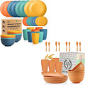 Homienly 52 PCS Premium Wheat Straw Dinnerware Sets Reusable Plates and Bowls Sets for Kitchen Lightweight and Unbreakable Dishwasher and Microwave Safe Dishes Set - Orange