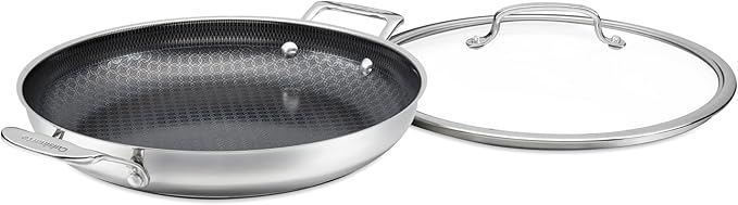 Cuisinart FusionPlus Hybrid Nonstick Stainless Steel Cookware 12-Inch Everyday Pan with Cover PFAS-Free PURELYSEAR Ceramic Technology Scratch Proof Wide Grip Handles Dishwasher Safe