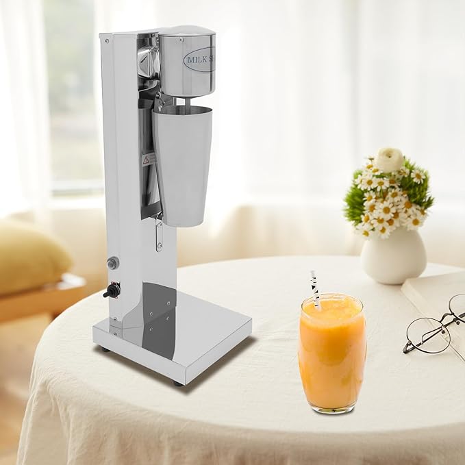 180W Commercial Milkshake Machine with 22Oz Stainless Steel Mixing Cup Compact &amp Easy Clean Drink Mixer for Malted Milk Soft Ice Cream and Protein Shakes 18000RMP (Single Head)