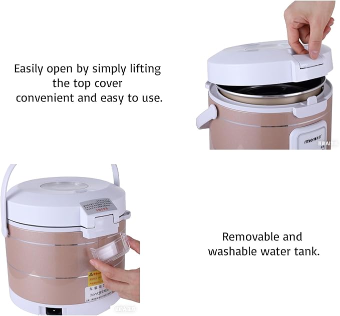 12V/24V/110V Rice Cooker 3L Portable Travel Multi-function For Car/Truck/Home Small Rice Stove with Steam Tray Cooking Heating and Keeping Warm Function Dark Blue (30AB)