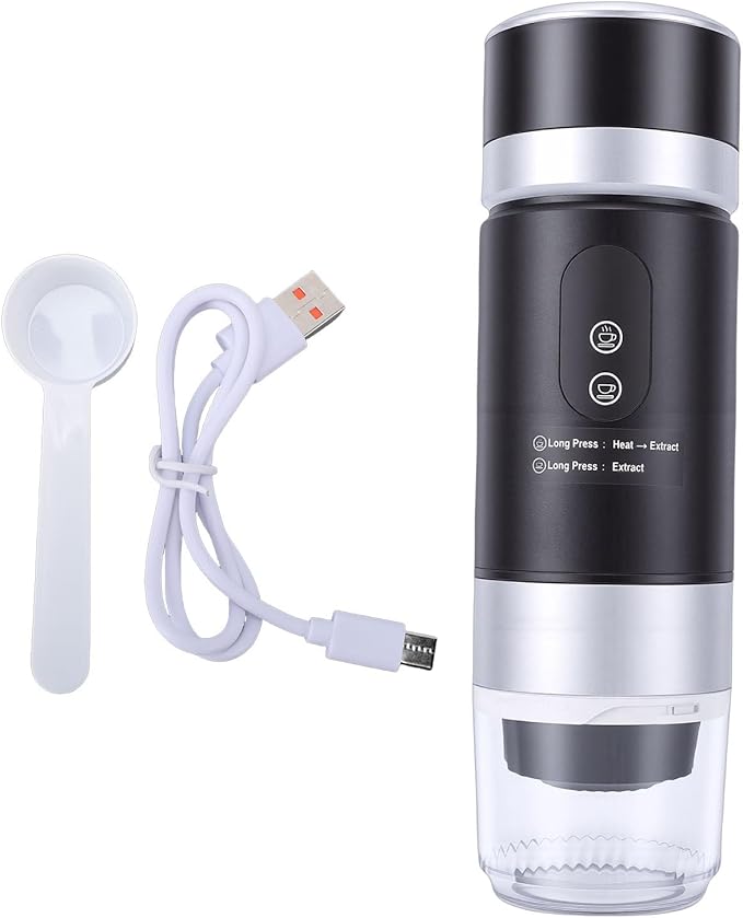 Portable Coffee Machine USB C Handheld Electric Coffee Maker with 2 Rechargeable 7500mAh Batteries for Camping Travel Office Home Use Compatible with Ground and