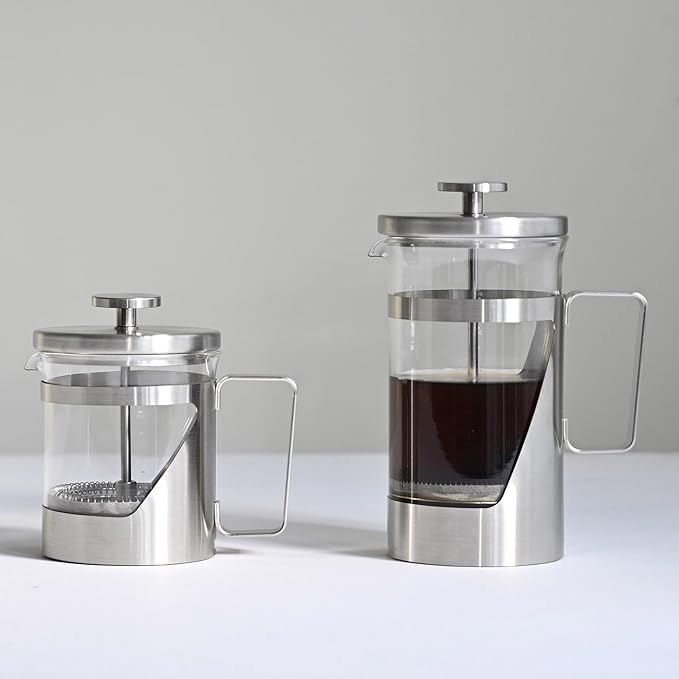 HARIO THSV-4-HSV Hairline Silver Pressed Coffee Heat Resistant Glass Stainless Steel Practical Capacity 20.3 fl oz (600 ml)