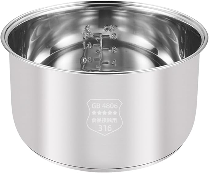 Rice Cooker Inner Pot 3L 4L 5L Capacity Pot Core Food Grade 316 Stainless Steel Inner Pot Thickened Three-Layer Composite Bottom Uncoated(4L (Height 12.8CM))