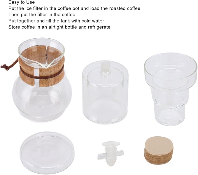 Alvinlite Coffee Drip Pot Glass Pour Over Adjustable Coffee Maker for Iced Beer Drink Milk 400ml for Homemade Office Bar