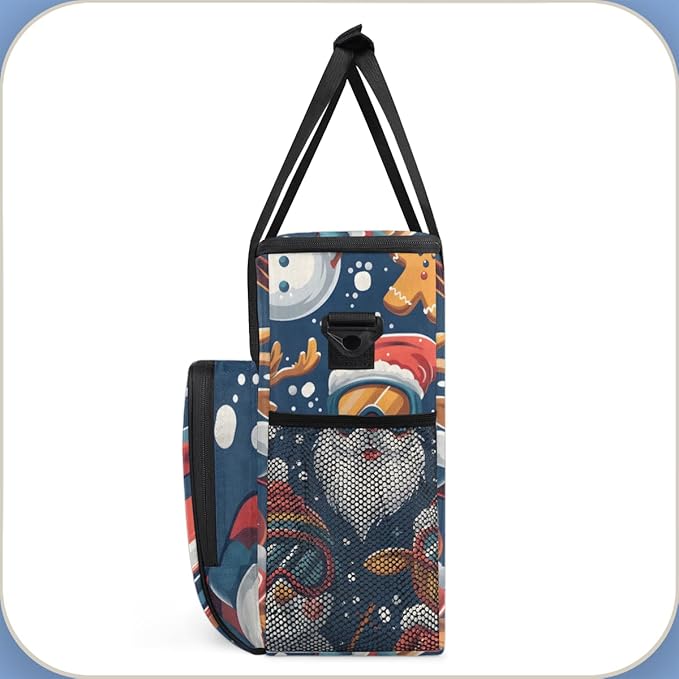 Xmas Santa Claus Coffee Maker Carrying Bag Portable Travel Storage Tote Bag Compatible with K-Mini or K-Mini Plus Single Serve Coffee Brewer Carrying Case with Multiple Pockets &amp Shoulder Strap
