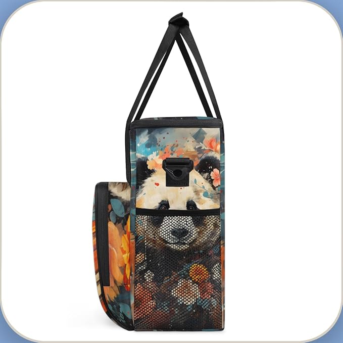 Cute Panda Coffee Maker Carrying Bag Chrysanthemum Travel Storage Bag Compatible with K-Mini or K-Mini Plus Single Serve Coffee Brewer Carrying Case with Multiple Pockets &amp Shoulder Strap