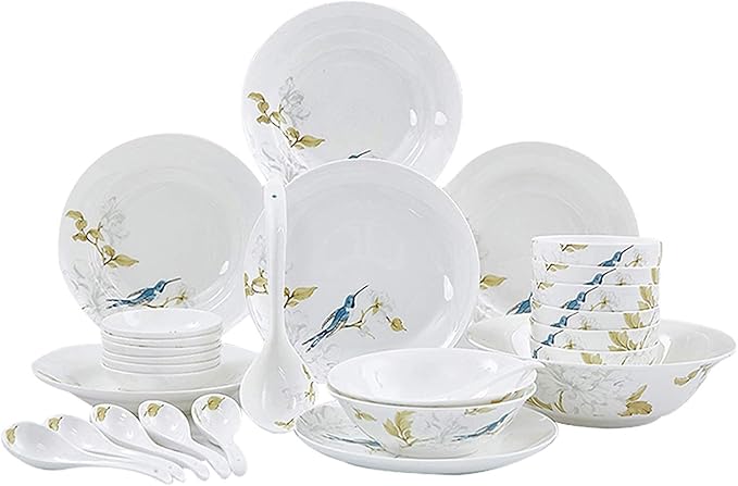 Ceramic Porcelain Dinnerware Set 28 Piece Elegant Pastoral Style Dinnerware Set Household Kitchen Dinnerware Set Service for 6 Plates and Bowls Sets Ceramic Dinne