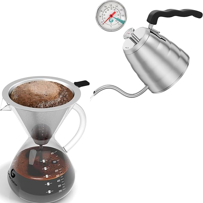 Coffee Gator Pour Over Coffee Maker 27oz 800ml Gooseneck Kettle 40oz Stainless Steel