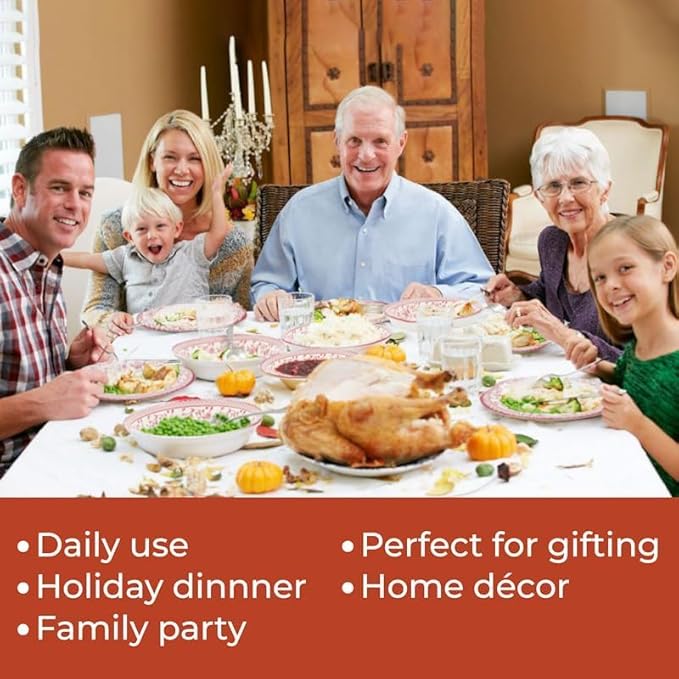 Tudor Royal 24-Piece Round Dinnerware Set Service for 6 Aster Pink Design Red Floral Plates Bowls Mugs Dishes High Gloss Premium Quality