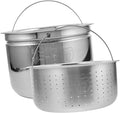 VOSAREA 1set Stainless Steel Inner Pot with Steaming Basket for Electric Pressure Cooker Capacity for Rice Soups Steamed Foods Convenient Draining for Healthier Cooking