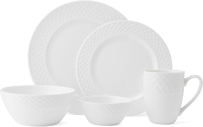 Mikasa Trellis Bone China Lightweight Chip Resistant 40 Piece Dinnerware Set Service for 8