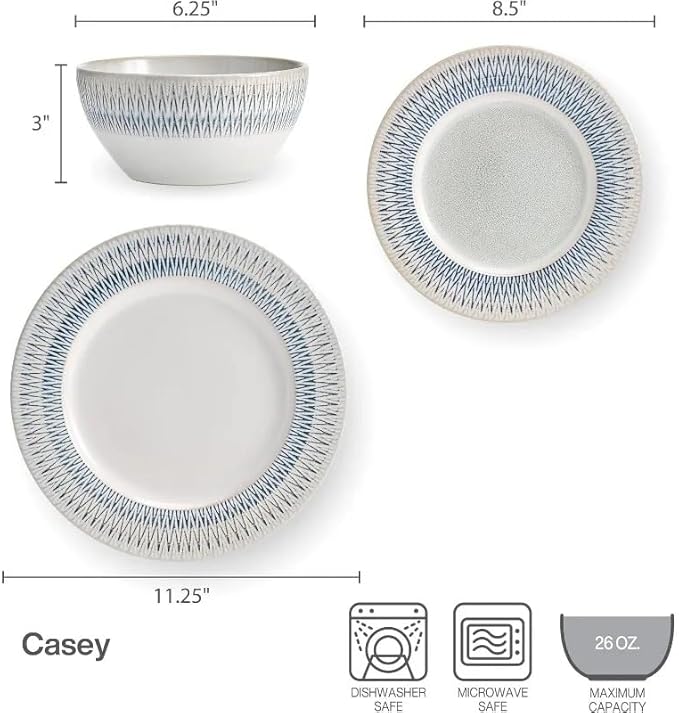 12 Piece Dinnerware Set Service for 4 Dishes and Plates Sets Dinner and Ceramic