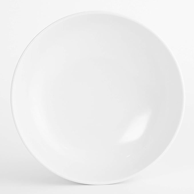 Euro Ceramica Essentials Large Bistro Bowls Set of 4 Dinnerware and Serveware for Serving Pasta Fruits Salads Solid Semi-Matte White