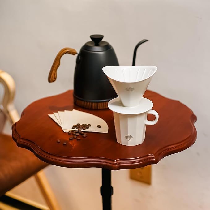 Pour Over Coffee Maker Set White Ceramic Coffee Dripper with V60 Paper filter White Ceramic Streamline Coffee Mug for Cafe Home Restaurant 6291-12101-03A