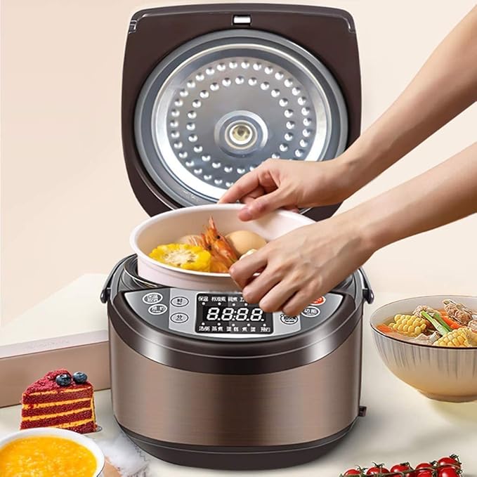 Rice Cooker Household 4L-900W 8 Function Menus 24-hour Appointment Smart Insulation With Steamer Suitable For 4-6 People