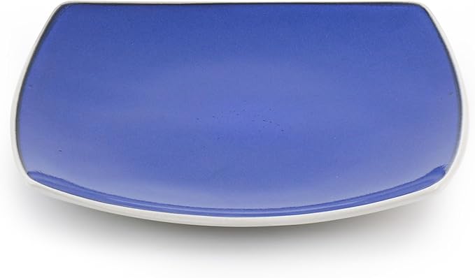 Soho Lounge 16 Piece Stoneware Dinnerware Set in Cobalt Blue Solid Casual Square Dishwasher Safe