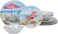 BLACK FOREST DECOR Beach Chairs 12-Piece Dinnerware Set Decorative Accent 11 Dia.