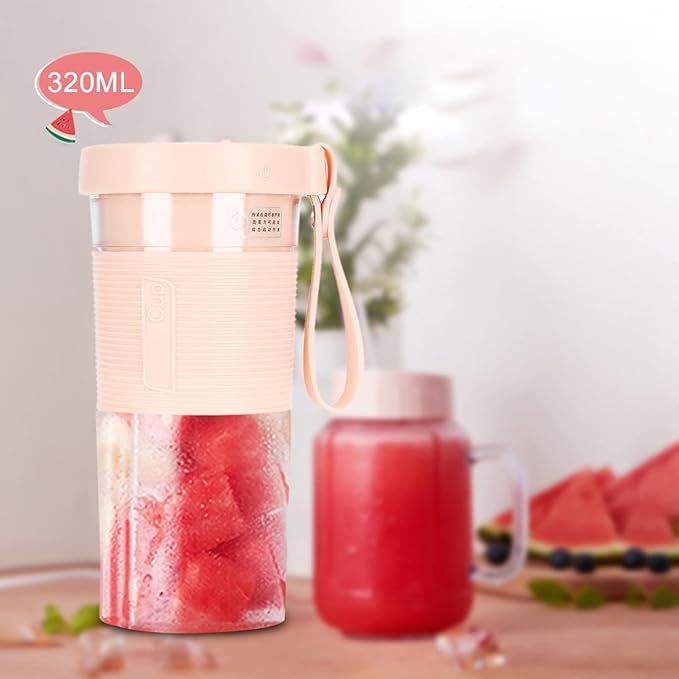 Portable Electric Juicing Cup USB Rechargeable Travel Juicer 320ml Capacity with Three Leaf Cutter Head Lightweight Mixer for Home Outdoor Use Food Grade Material Safe for Baby (320ml)